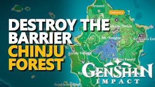 Destroy the barrier Genshin Impact Chinju Forest