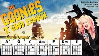 THE GOONIES 'R' GOOD ENOUGH {CAPO 4} by Cyndi Lauper (Beginner Guitar Chord, TAB & Strum Play-Along)