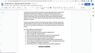 Creating an Article of the Week Assignment Instructions