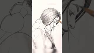 Girl Hair Drawing Trik || ArtPsycho ||#shorts #drawing #art#ytshorts