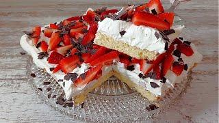 Действительно самый быстрый Торт в ЖАРУ! КЛУБНИКА-STRACCIATELLA! Очень вкусно и быстро!