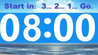 8 Minute Countdown Timer -Beep & Time Remaining at Each Minute * NO ADS DURING TIMER -No Music