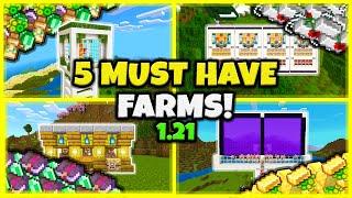 5 MUST HAVE FARMS In Minecraft Bedrock 1.21!