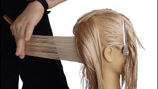 HOW TO CUT A BASIC SQUARE LAYERED HAIRCUT: How To Cut A Long Square Layer Haircut Tutorial In 10 min