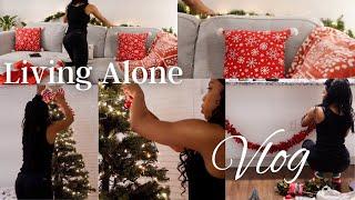 VLOGMAS  last minute Christmas decorating, decorate my apartment with me | vlogmas day 6 