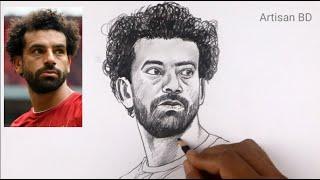 How To Draw Mohamed Salah face - Portrait Drawing Tutorial