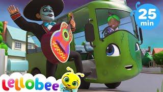 Halloween Wheels On The Bus! | Kids Road Trip Mix - Songs and Stories