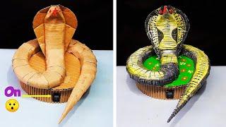 How to make a Snake from Cardboard || with LED Eyes || DIY SNAKE