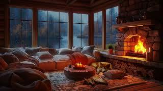 Autumn Rainy Day by the Lake - Cozy Living Room, Fireplace, and Sleeping Pets