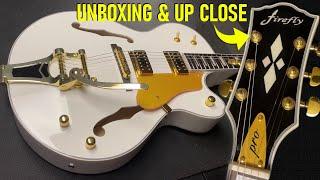 Unboxing FIREFLY GUITARS GARDEN Full Hollow Body Guitar (Like Gretsch White Falcon)