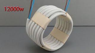 How To Make A 12000w Free Energy Generator With PVC Copper Wire Use Transformer