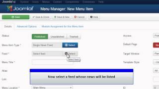 Joomla 3.0 - Single News Feed Menu Item