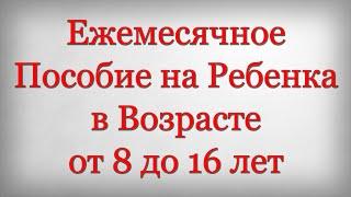 Ежемесячное Пособие на Ребенка в Возрасте от 8 до 16 лет