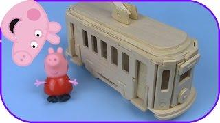 SUPER 3D PUZZLE HOW TO MAKE A WOODEN TROLLEY CAR Collect Wooden 3D Puzzle Together With Peppa Pig