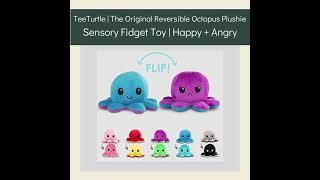 TeeTurtle | The Original Reversible Octopus Plushie | Sensory Fidget Toy | Black and Gray