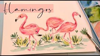 Flamingo Painting/ Easy for Beginners/ Watercolor Tutorial/ Watercolor Bird