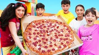 Jason with the Biggest pizza challenge with best friends