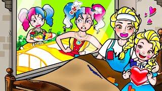 [paper doll] Poor Elsa Vs Rich Harley Quinn Who Take Better Care Of Their Mother | Rapunzel Family