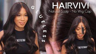 GLUELESS WIG INSTALL | NO BALD CAP NO GLUE | Hairvivi Luxury Fake Scalp Lace Wig