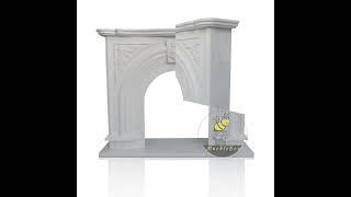 Parisian fireplace mantel french design with arch and hand-carved keystone for luxury living