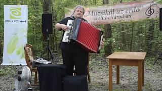 Orosz Zoltán harmonikaművész az Arborétumban