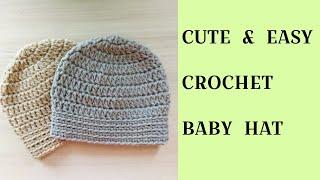 Super Easy & Fast! Basic Crochet Baby Hat | 0-3 Months 