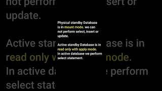 #shorts Difference between Physical and Active standby database. #learnomate technologies