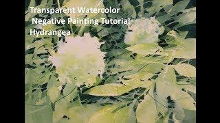 Transparent Watercolor Negative Painting Tutorial, Hydrangea