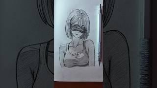 I Draw a girl with her eyes closed #drawing #girl #anime #howtodraw #manga