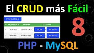 8.- Eliminar datos en MySQL y PHP con PHPMyAdmin.