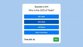 How to Create a Quiz App With Timer using HTML, CSS, and JavaScript | Coding With Nick