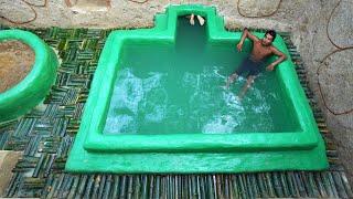 Building The Most Amazing Tunnel Temple Underground House and Green Swimming Pool