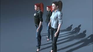 female detective Game Model For Unity3d