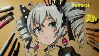 Prismacolor pencils drawing manga of Bronya Zaychik a character in RPG of Honkai Impact 3rd #Shorts