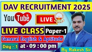 DAV Recruitment 2025  General English and Aptitude (Paper-1)  Syllabus || Day-1 || Topic - Article