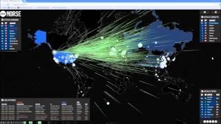 Botnet / DDoS Attack - Norse Live Footage - Nov 29 [1080p]