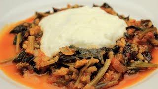 Spinach Stew with Rice and Wheat - Turkish Spinach Recipe