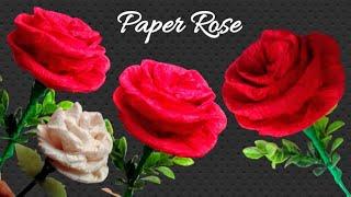 How to make Paper Roses|Flower Making With Crepe paper|DIY Flower Craft|@Kalpana'Gallery