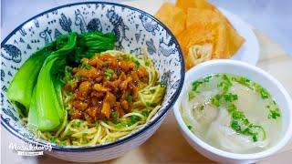 MIE AYAM JAMUR a la BAKMI GM | Lengkap dengan Pangsit Goreng dan Pangsit Rebus