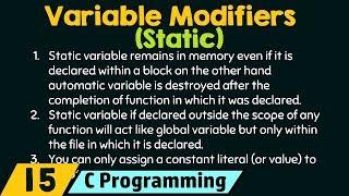 Variable Modifiers − Static