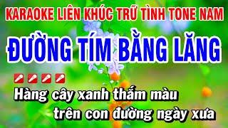 Karaoke Liên Khúc Trữ Tình Tone Nam Nhạc Sống Dễ Hát - Đường Tím Bằng Lăng | Hoài Phong Organ