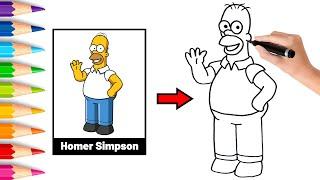 How to draw Homer Simpson fictional character easily | Homer Simpson drawing guide