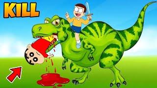 Shinchan And Nobita Fight In Dinosaur World  | Shinchan And Nobita Game | Funny Game