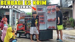 DITDIM BERBAGI!! dimas dan kakadit pakai truk muatan kulkas dan berbagi es krim