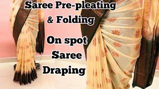 Saree pre-pleating& Draping Without Ironing , perfect Techniques for beginners  #trending #viral