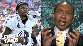 FIRST TAKE | Stephen A. harsh reacts Lamar Jackson angrily throws helmet after Ravens loss to Browns