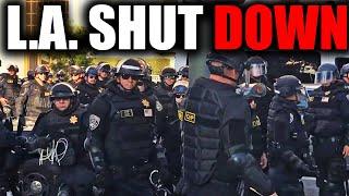 MASSIVE NIGHT PROTEST TURNED STANDOFF WITH COPS IN LA.. *FOOTAGE*