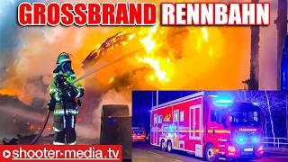   GROSSFEUER AUF RENNBAHN - 450qm HALLE IN FLAMMEN   | Großeinsatz in Krefeld