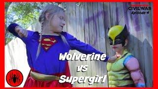 Little Heroes Wolverine vs Supergirl In Real Life | Civil War Episode 4 | Superhero Kids Movie