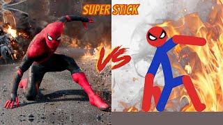 Real Spiderman vs Stickman | Stickman Dismounting Funny Moments